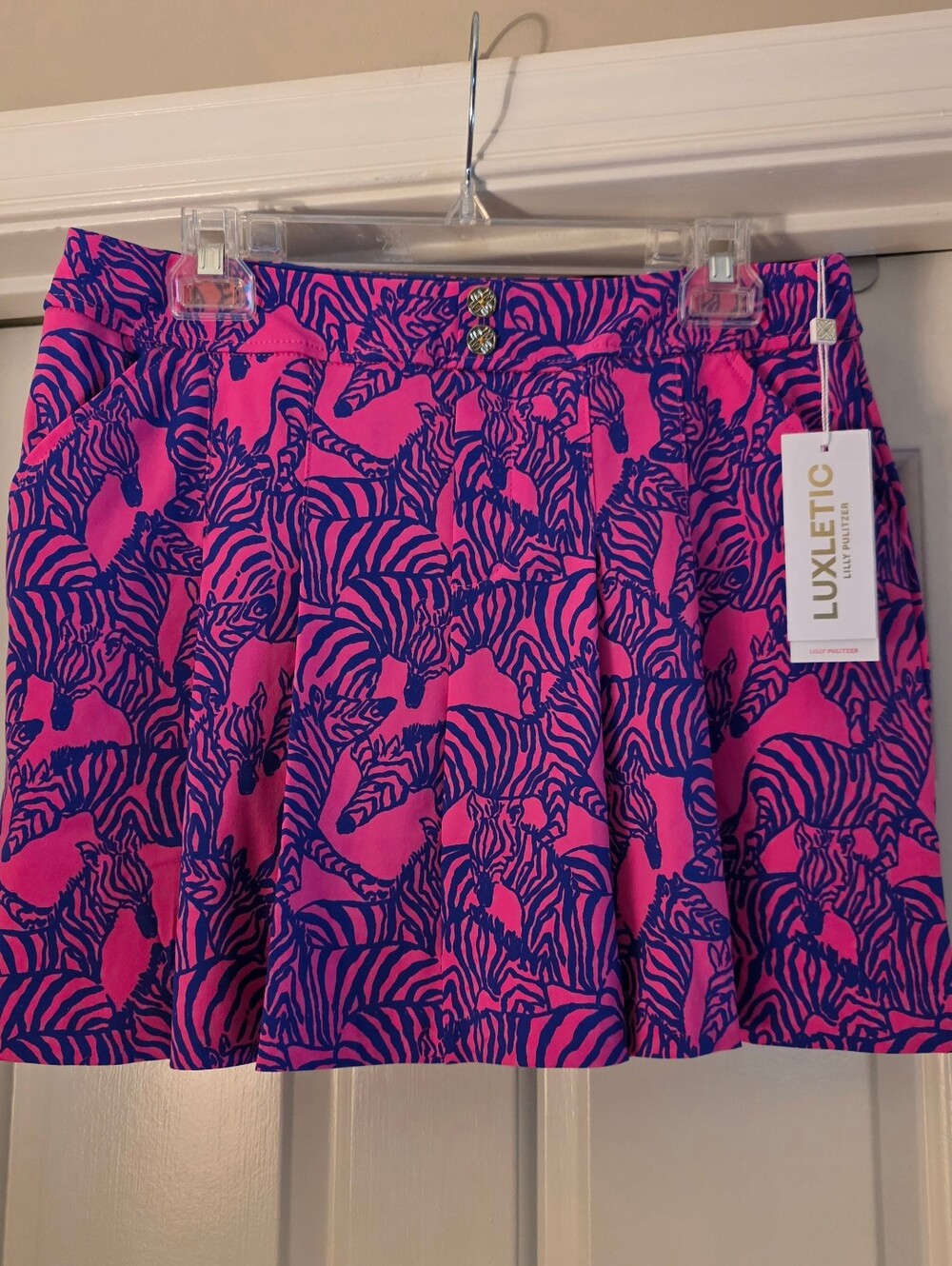 NWT Lilly Pulitzer Luxletic UPF Kimika Skort - (Hot Pink & Royal Blue) - Size 8